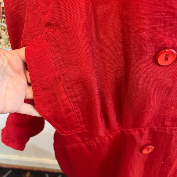 Vintage Silkworm's Red Black Contrast Double Breasted Duster Trench Avant 2XL - Picture 5 of 8